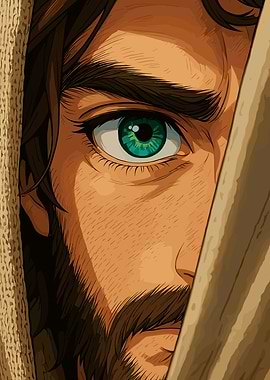 Intense Gaze: Close-Up of a Man