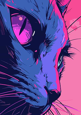 Neon Cat Portrait