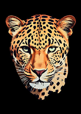 Leopard Portrait on Black Background