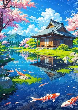 Japanese House Koi Pond