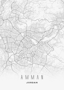 Amman, Jordan - Minimalist Urban City Map Print