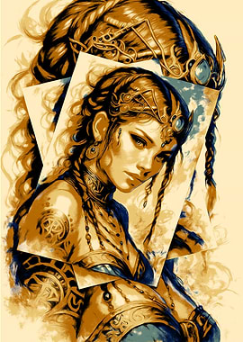 Fantasy Woman Portrait with Gold Accents