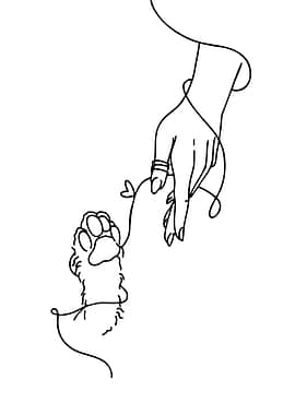 Hand and Paw Line Art