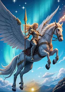 Winged Horse Rider Fantasy Landscape