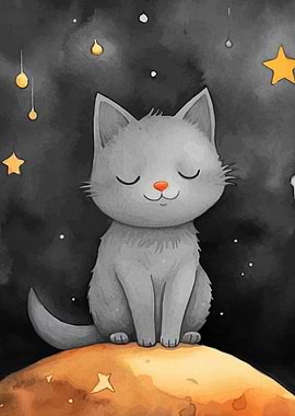 Dreamy Cat on the Moon