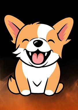 Happy Corgi Cartoon Illustration