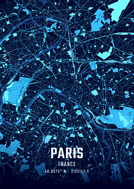Paris Midnight City Map