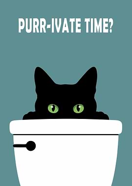 Purr-ivate Time Cat in Toilet
