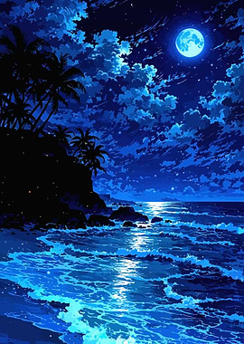 Blue Night Beach