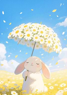Cute Bunny Daisy Umbrella