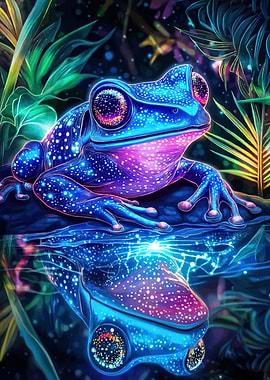 Neon Frog Reflection