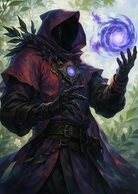 Hooded Mage with Purple Energy