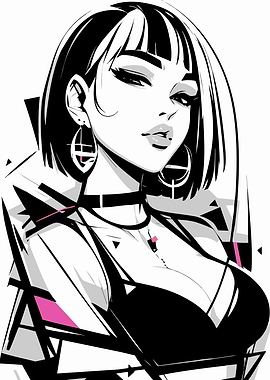 Stylish Woman Portrait in Black and White