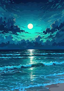 Moonlit Ocean Waves