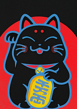 Maneki Neko Lucky Cat Illustration