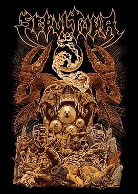 Horror Skull with Eyes and Figures