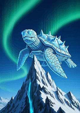Crystal Turtle Over Mountain Peak