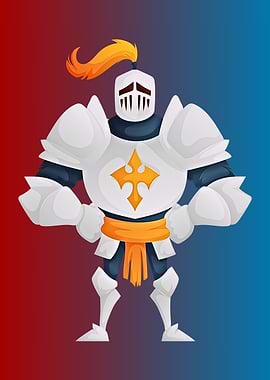 Cartoon Knight in Shining Armor