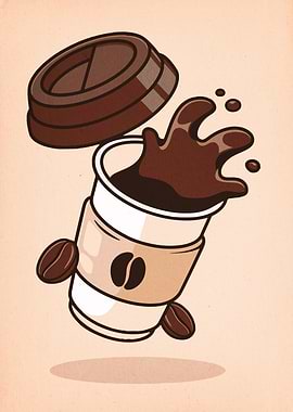 Coffee Spill Cartoon Illustration