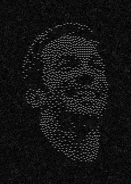 Skull made of dots on black