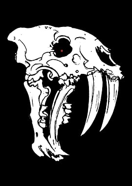Saber-toothed tiger skull illustration
