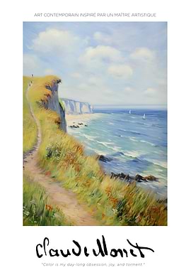 Coastal Cliff Painting Inspired by Monet