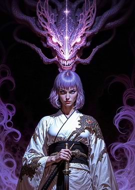 Samurai Girl with Dragon Spirit