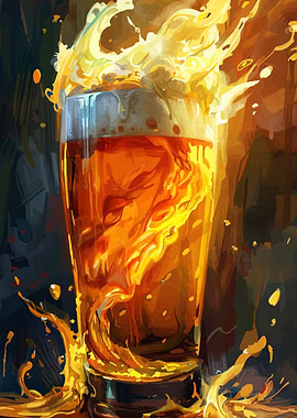 Beer Glass with Splashing Liquid