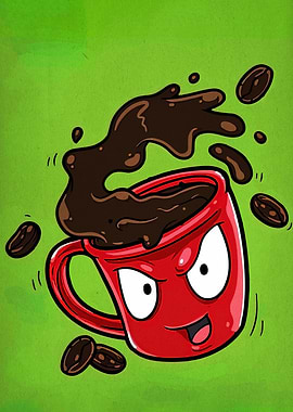 Cartoon Coffee Cup with Attitude