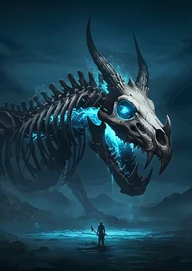 Skeletal Dragon and Warrior