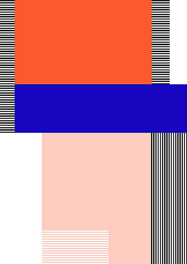 Abstract Color Block with Stripes