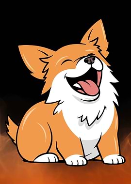 Cartoon Corgi Laughing