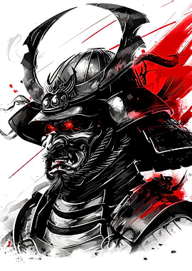 Samurai Warrior with Red Eyes