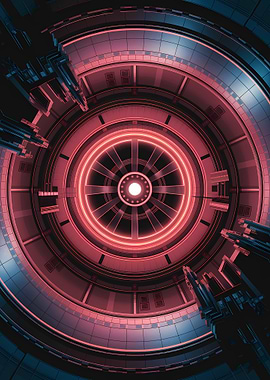 Futuristic Circular Structure with Neon Glow