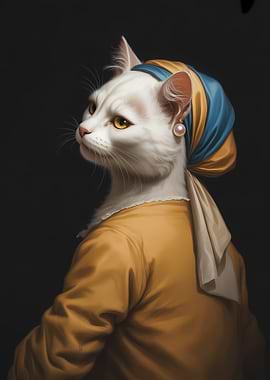 Cat with a Pearl Earring Parody