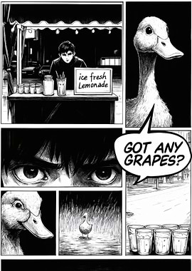 Duck asks for grapes at lemonade stand