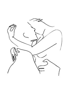 Minimalist Line Art: Embracing Couple