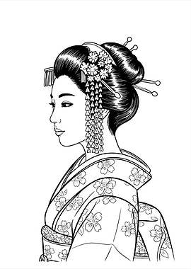 Geisha Portrait Black and White