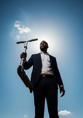 Black Man in Suit with Scooter
