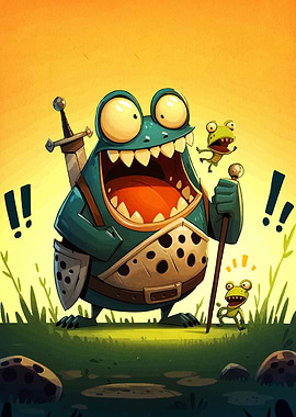 Cartoon Frog Knight with Companions