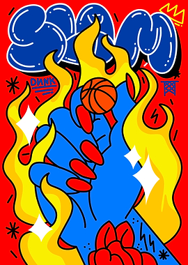 Basketball Slam Dunk Graphic Art