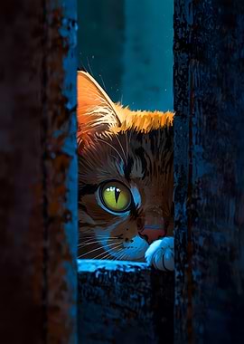 Peeking Cat Digital Art