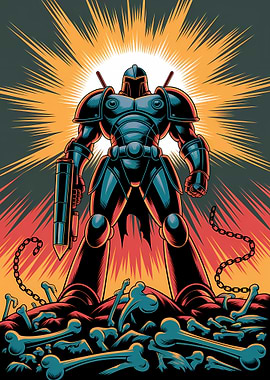 Armored Warrior Standing on Bones