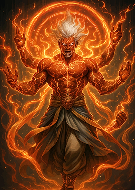 Furious Fire God Multiple Arms