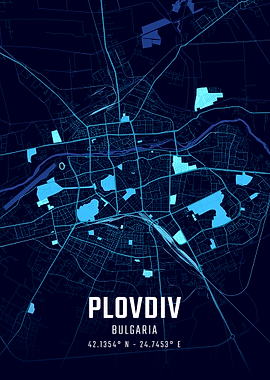 Plovdiv Midnight City Map