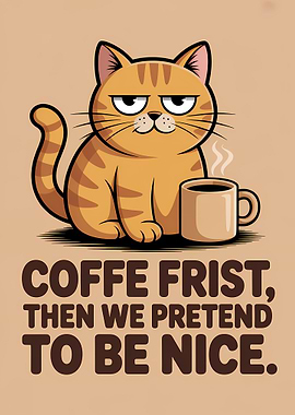 Grumpy Cat Coffee Cartoon