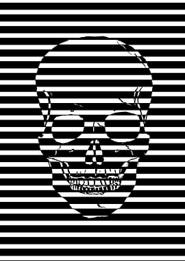 Skull with Black and White Stripes