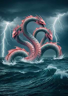 Hydra Rising from Stormy Seas