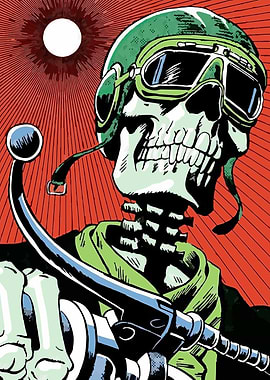 Skeleton Biker with Helmet and Goggles