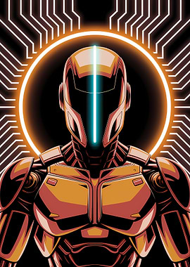 Cybernetic Warrior with Glowing Accents
